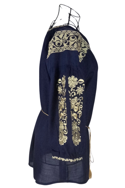 Bluza dama tip ie  R222, albastru/auriu