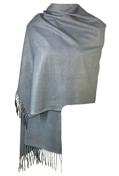 Fular tip sal, cu doua fete uni, Dacali, gri antichizat, 185X75 cm