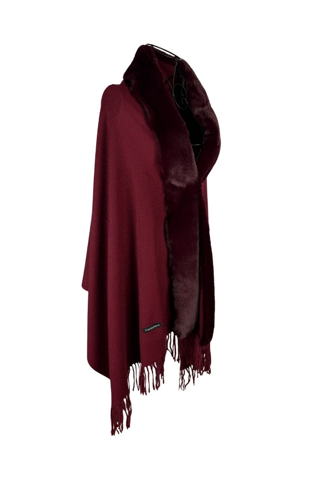 Fular dama tip poncho S rosu bordo