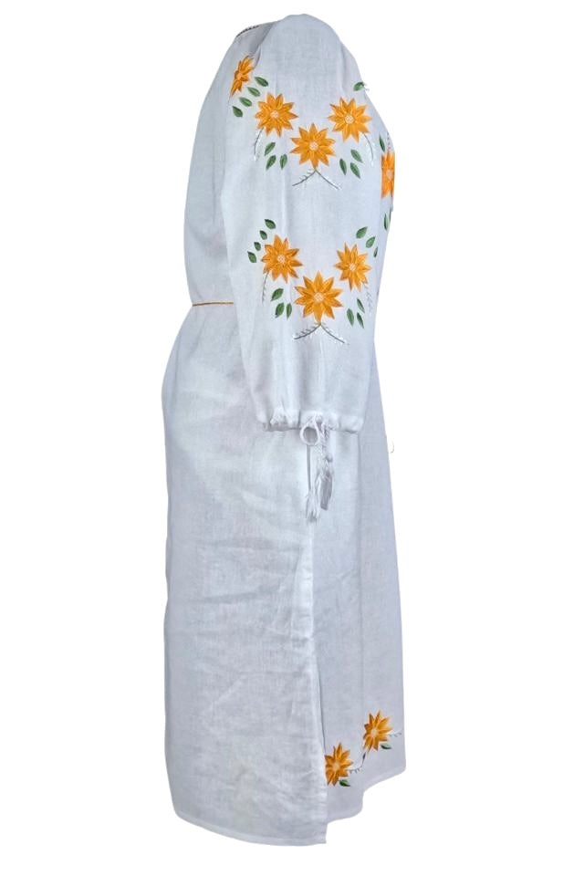 Rochie dama casual RDF, alb/galben
