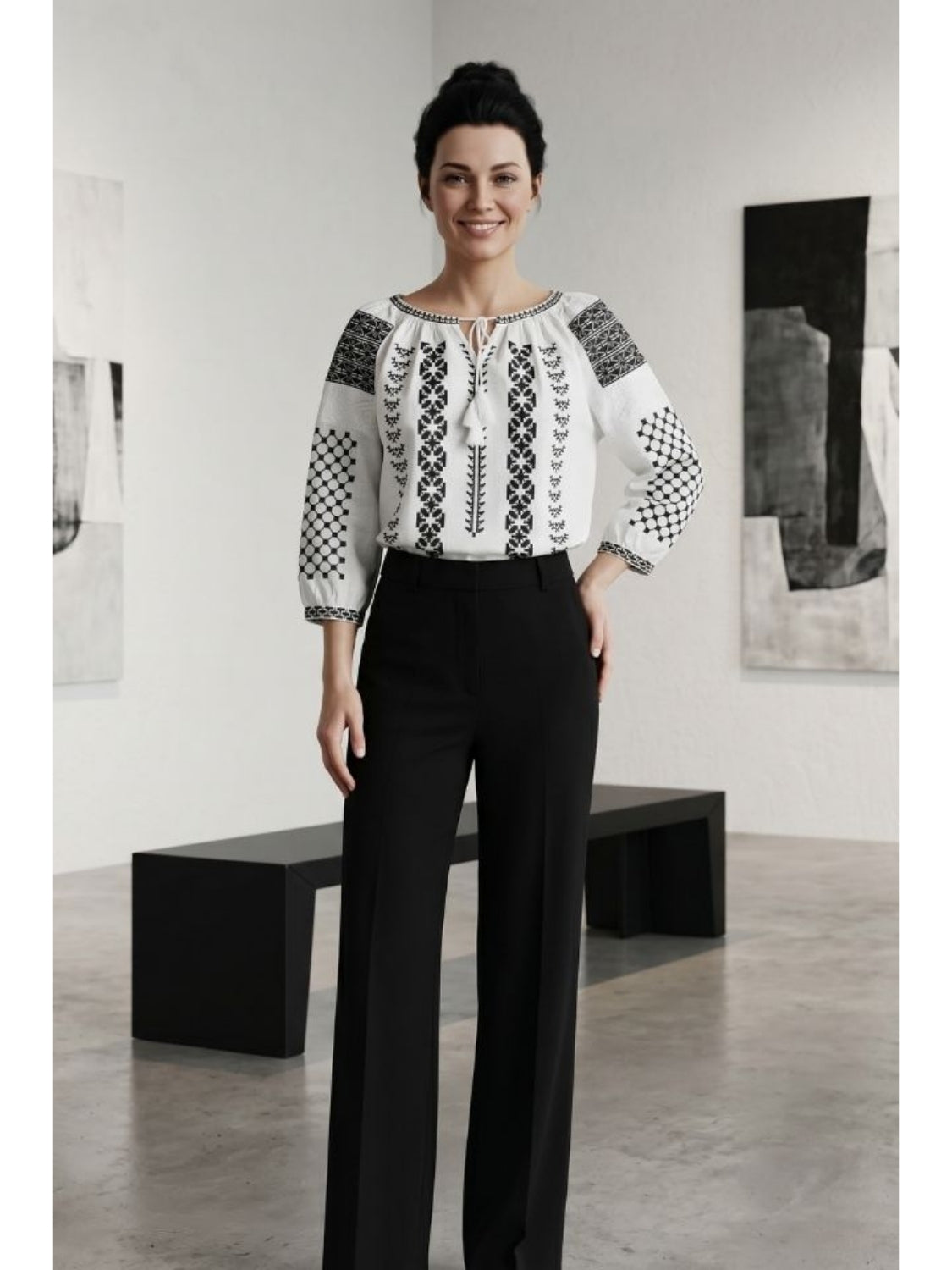 Bluza dama M26 alb/negru