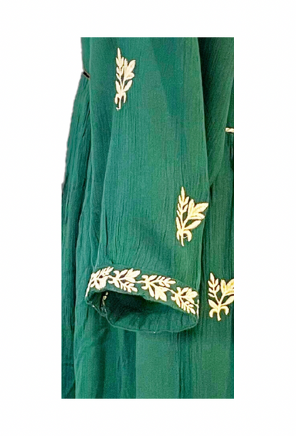 Rochie dama casual, verde/crem
