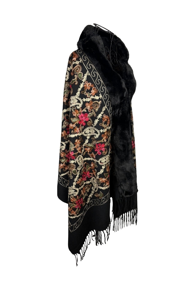 Fular dama tip poncho de lux negru