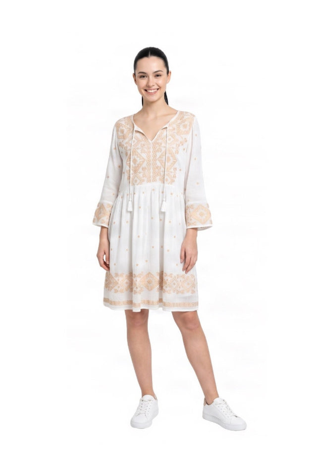 Rochie dama AU26 alb/verde