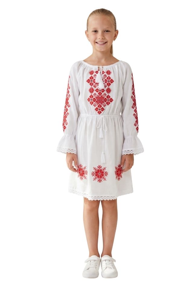 Rochie fete F26 alb/negru