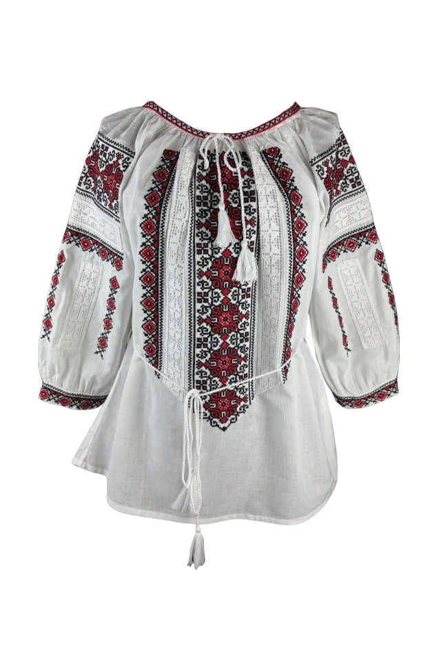 Bluza dama AU26 alb/rosu