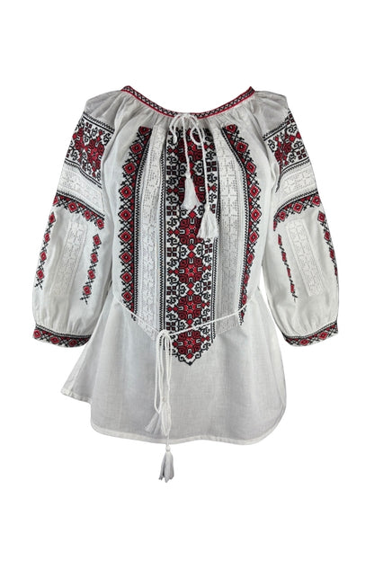 Bluza dama AU26 alb/rosu