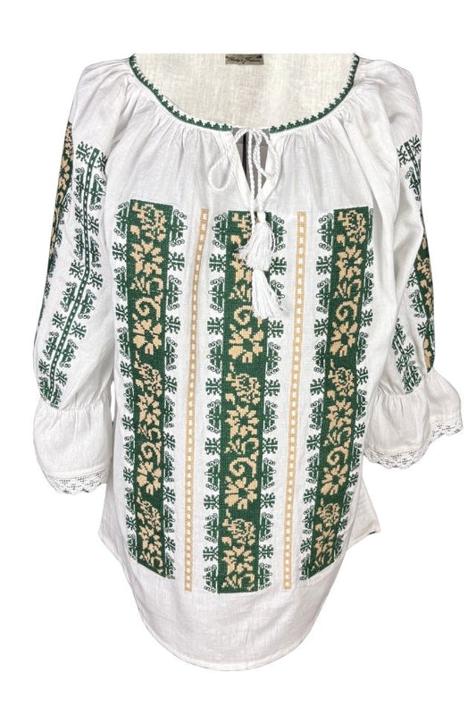 Bluza dama A26 alb/verde