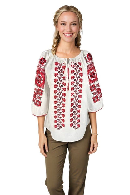Bluza dama RSL5 alb/rosu