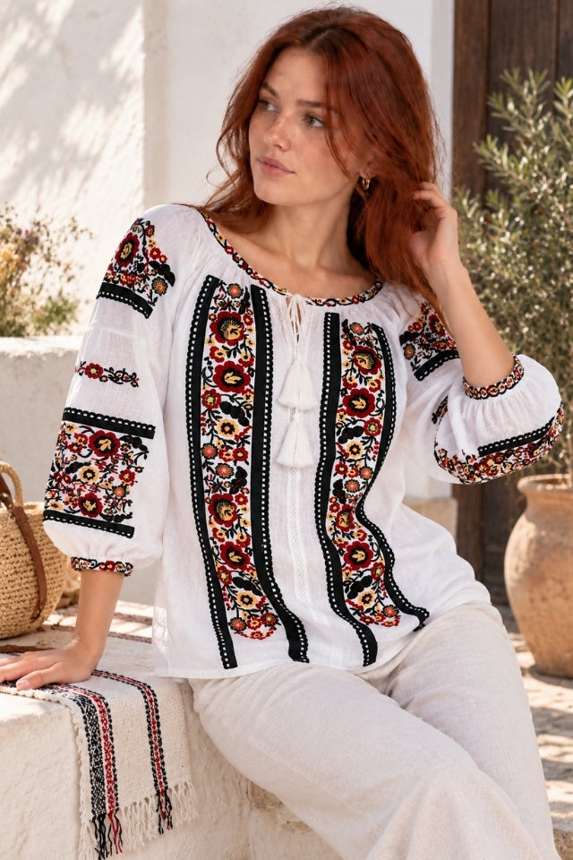 Bluza dama O26F alb/negru inchis