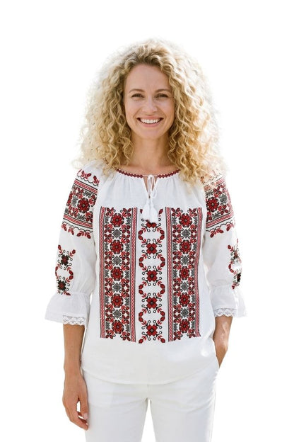 Bluza dama M26 alb/rosu