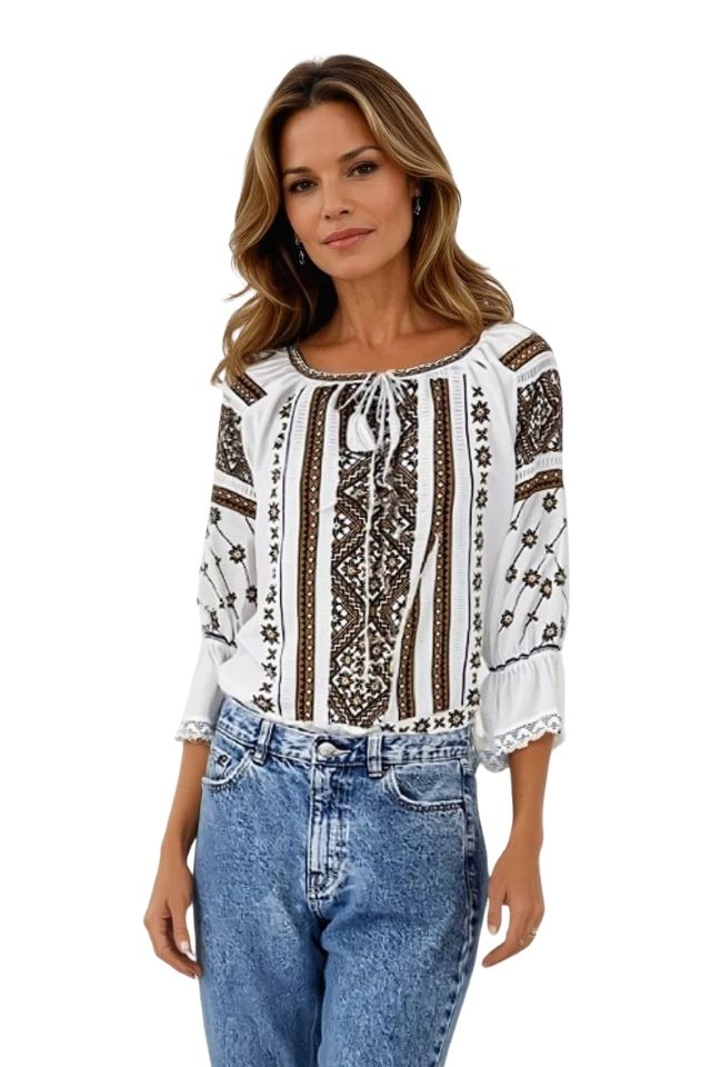 Bluza dama RA25 alb/maro