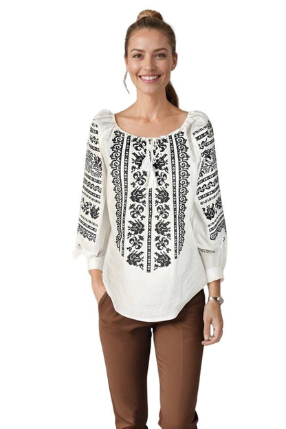 Bluza dama RS25 alb/negru mahon