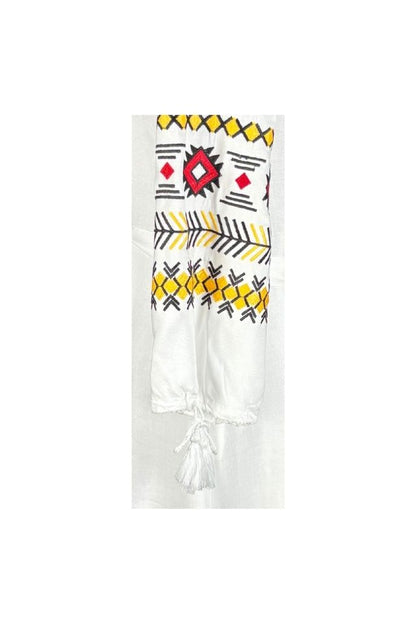 Rochie traditionala dama R25 alb/galben