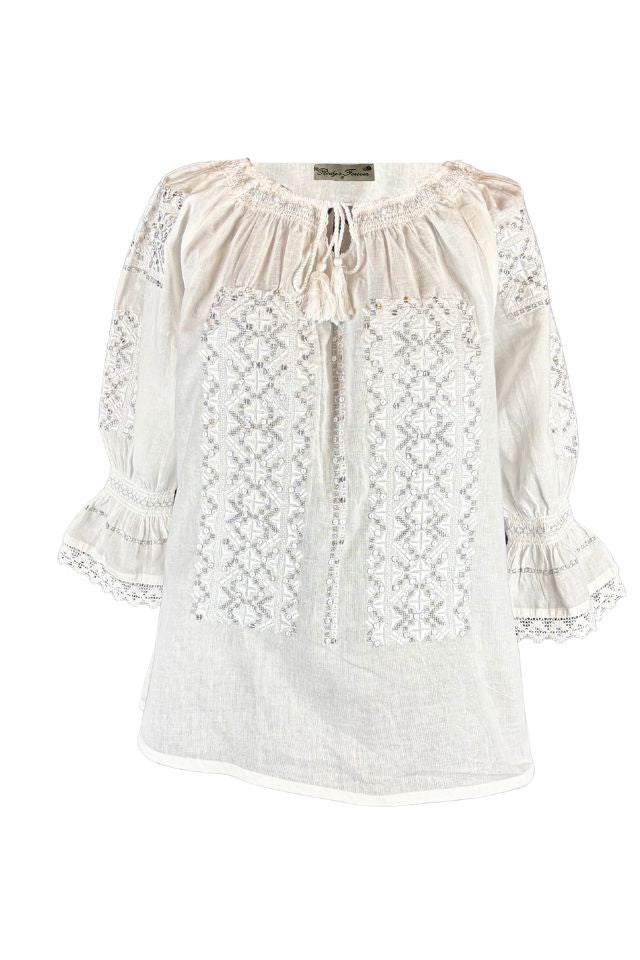 Bluza tip ie dama R25 alb/argintiu