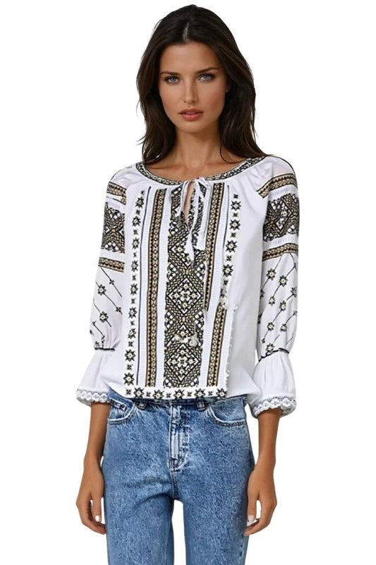 Bluza dama RA25 alb/bej