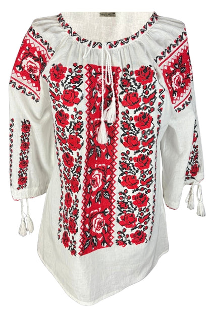 Bluza dama 2IU26 alb/rosu