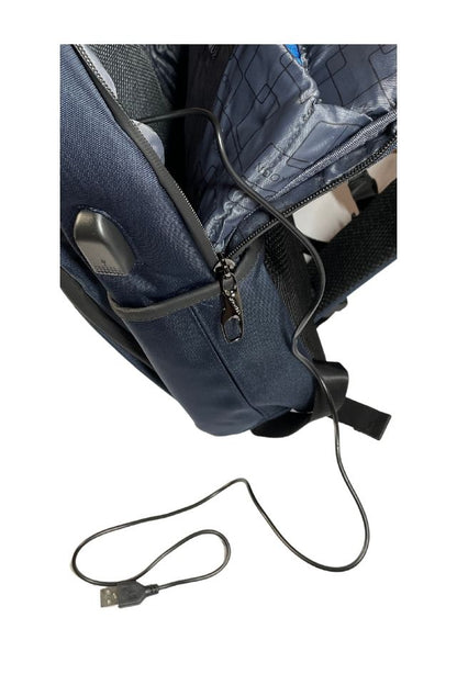 Ghiozdan Smart cu USB 26B, bleumarin