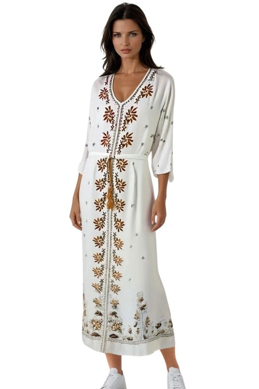 Rochie dama casual RL24, alb crystal/crem