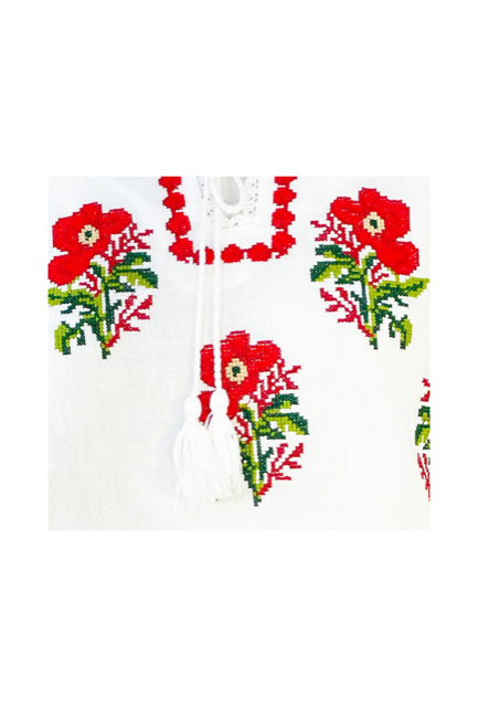 Bluza tip ie traditionala, dama ML 237 alb/albastru cardinal