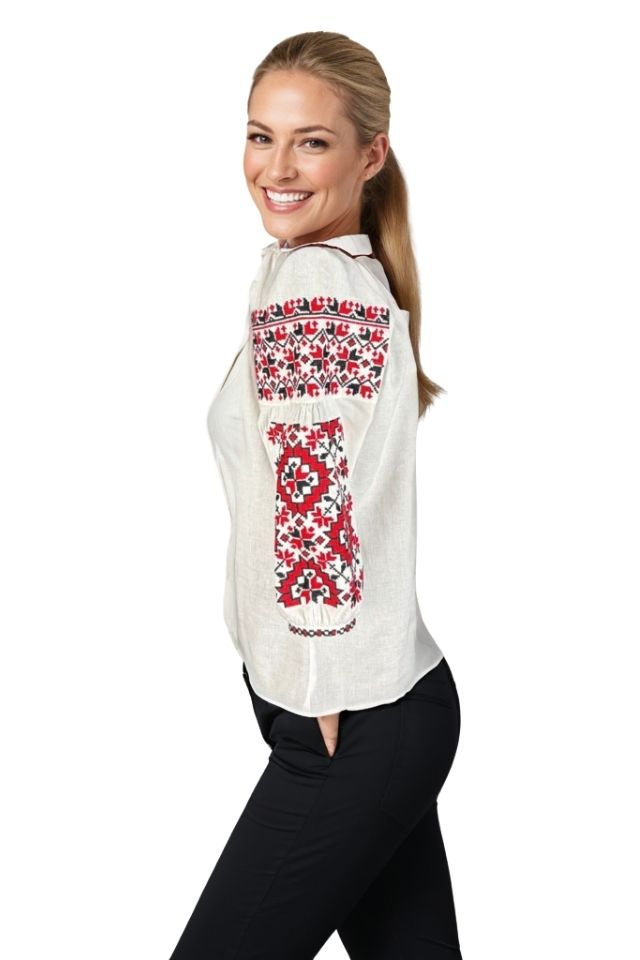 Bluza dama O25 alb/rosu