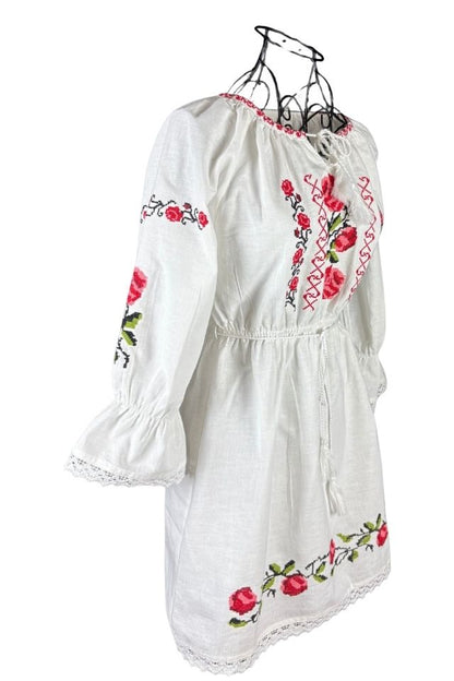 Rochie fete F alb/roz