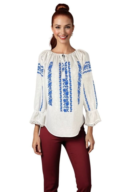 Bluza dama tip ie I26 alb/albastru
