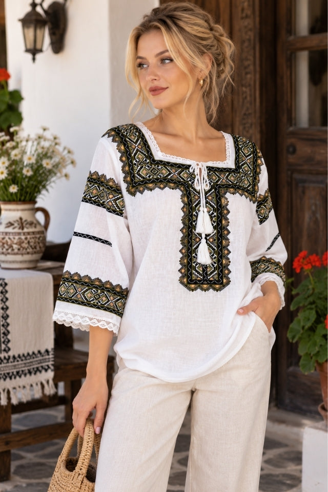 Bluza dama SE26F alb/bej