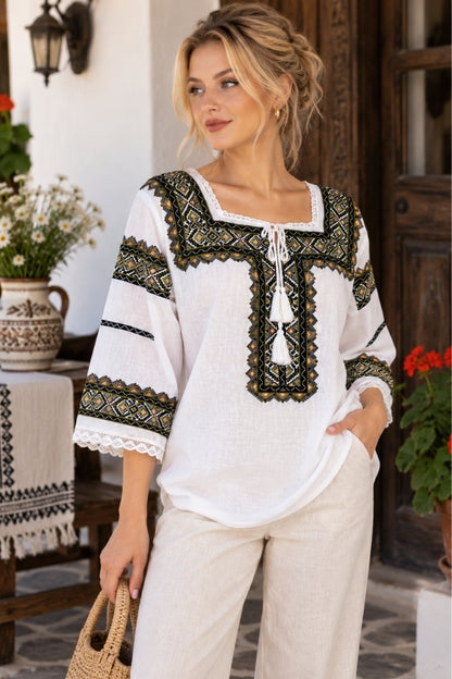 Bluza dama SE26F alb/bej