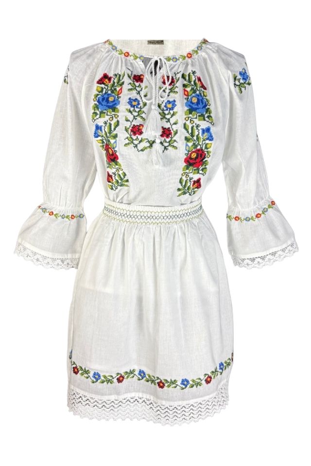 Rochie fete tip costum CPC alb/verde