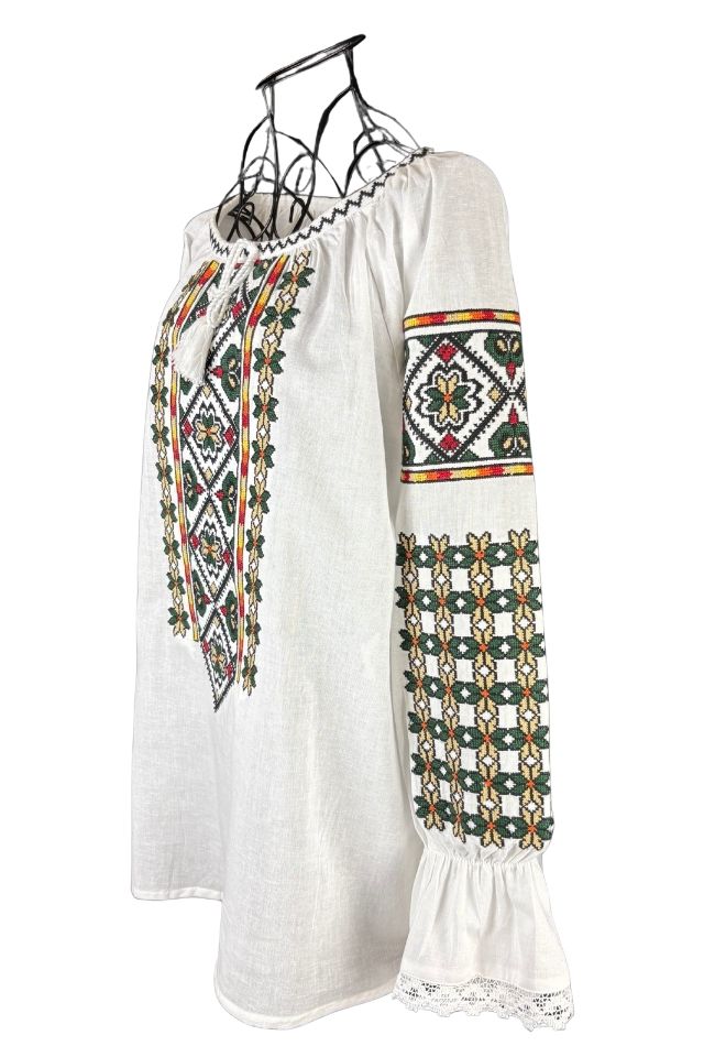 Bluza dama tip ie I26 alb/portocaliu