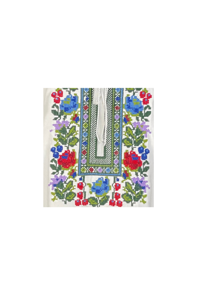Rochie traditionala dama R24, alb/mov