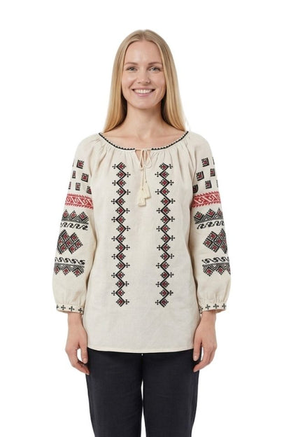 Bluza dama A26 bej/rosu