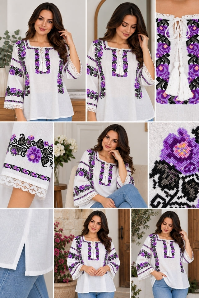 Bluza dama SE26F alb/mov