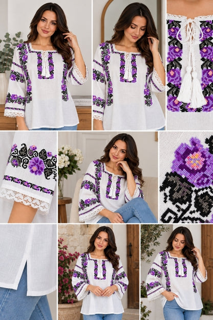 Bluza dama SE26F alb/mov