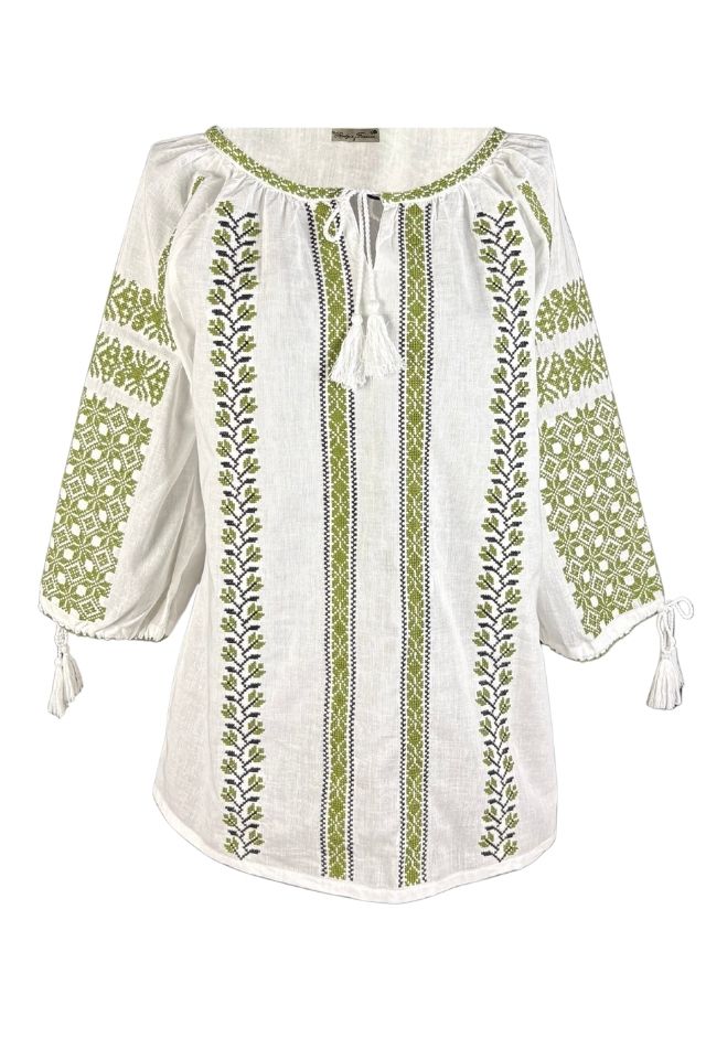 Bluza dama RA25 alb/verde