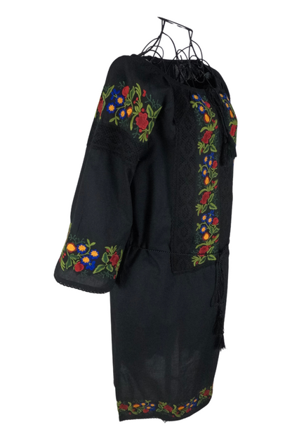 Rochie traditionala dama R, negru/rosu