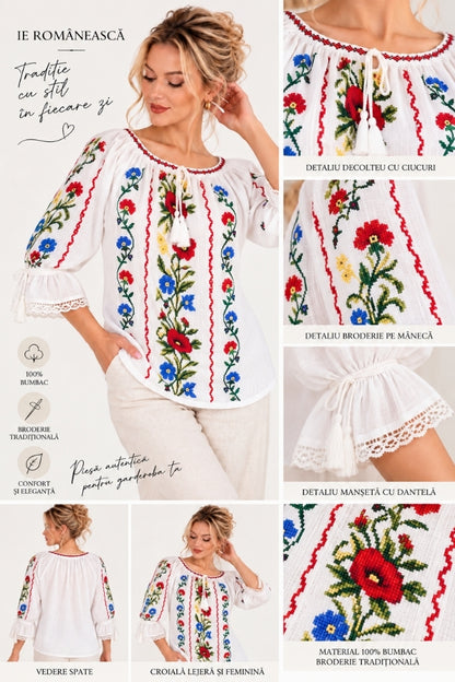 Bluza dama O26F alb,galben