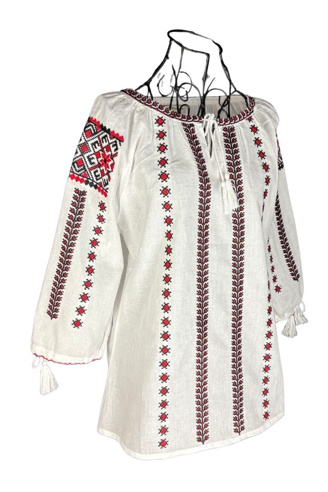 Bluza dama DEC alb/rosu bordo