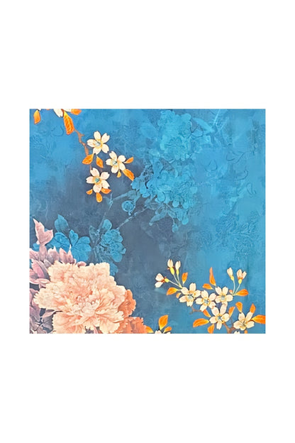Esarfa de lux din matase naturala, albastru/mov, 180x70cm