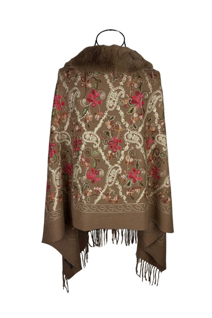 Fular dama tip poncho de lux maro deschis