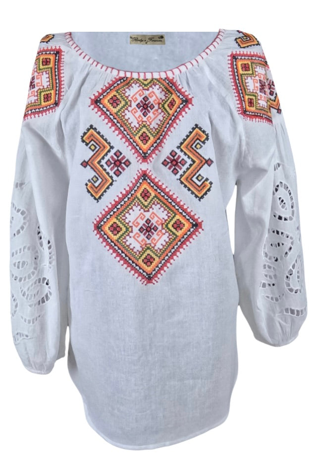 Bluza dama tip ie RD24, alb/galben