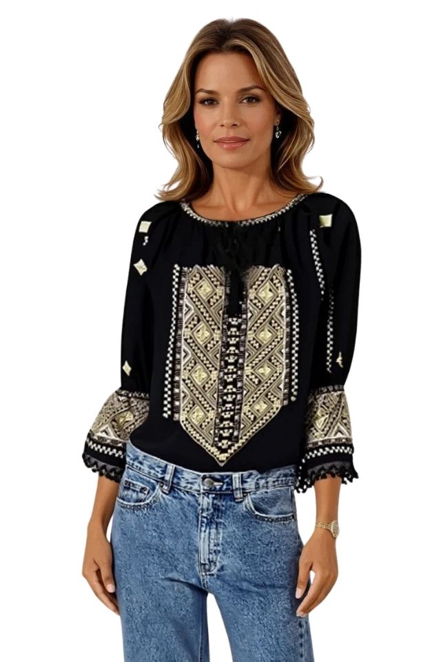Bluza tip ie dama R24, negru/auriu