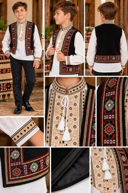 Vesta baieti CPOB negru/rosu