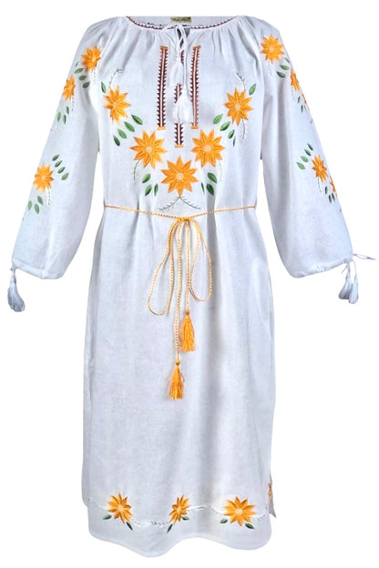 Rochie dama casual RDF, alb/galben