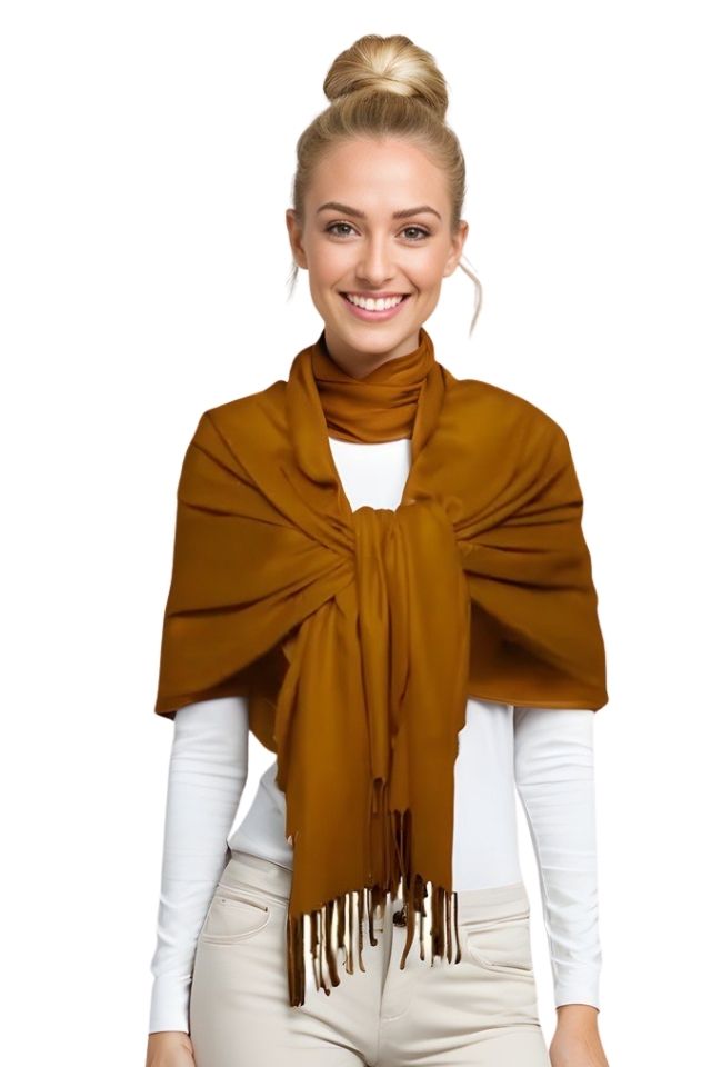 Esarfa tip sal din casmir, maro