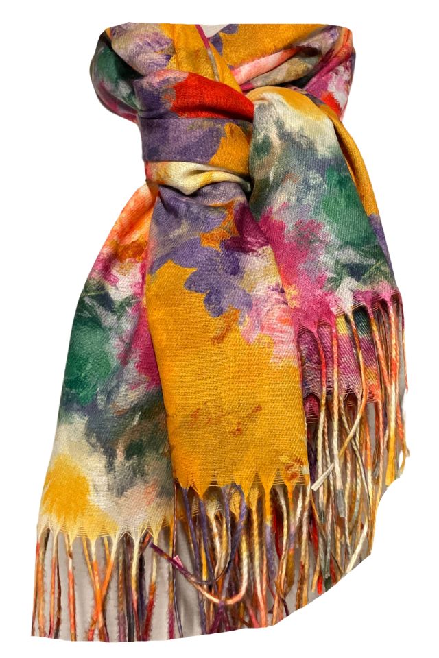Fular casmir dama F, Dacali, mov/rosu, 180 x 70 cm