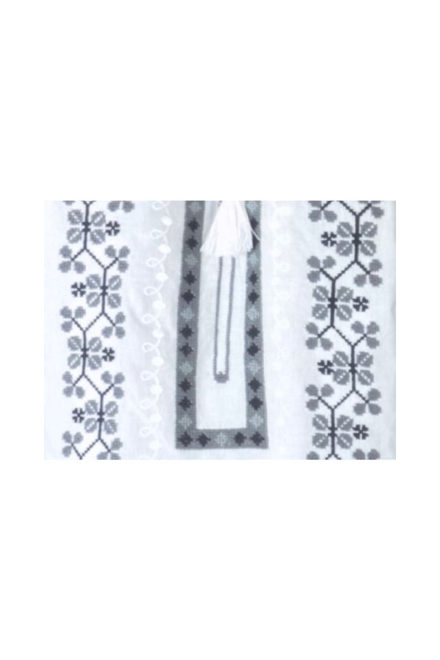 Bluza tip ie traditionala dama DEC, alb pur/gri