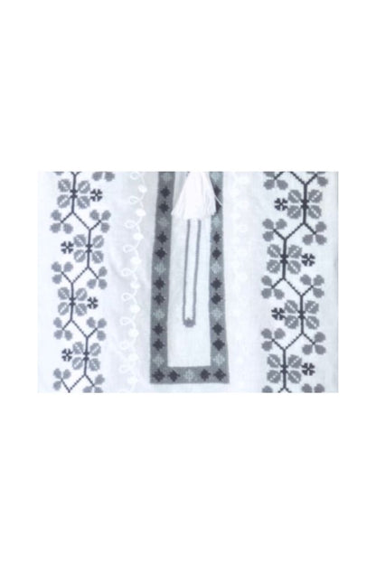 Bluza tip ie traditionala dama DEC, alb pur/gri