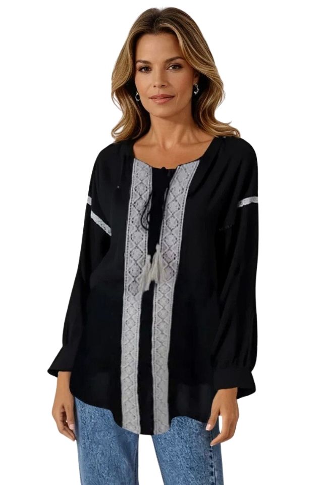 Bluza tip ie dama B23, negru/bej